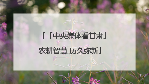 「中央媒体看甘肃」农耕智慧 历久弥新