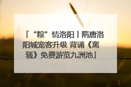 “粽”情洛阳丨隋唐洛阳城宠客升级 背诵《离骚》免费游览九洲池
