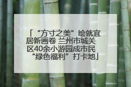 “方寸之美”绘就宜居新画卷 兰州市城关区40余小游园成市民“绿色福利”打卡地