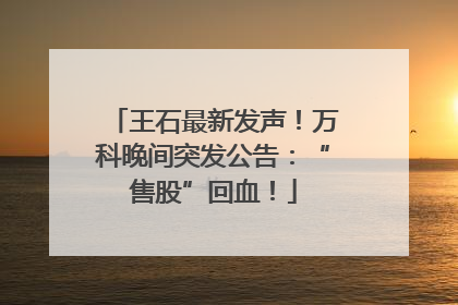 王石最新发声！万科晚间突发公告：“售股”回血！