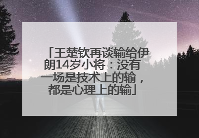 王楚钦再谈输给伊朗14岁小将：没有一场是技术上的输，都是心理上的输