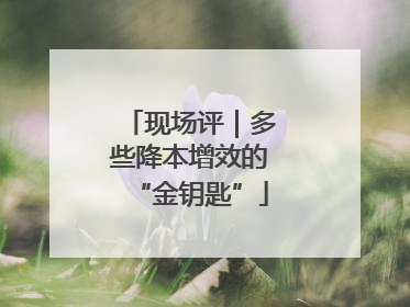 现场评｜多些降本增效的“金钥匙”