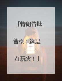 特朗普批普京：这是在玩火！