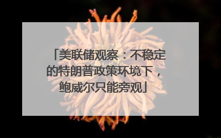 美联储观察：不稳定的特朗普政策环境下，鲍威尔只能旁观