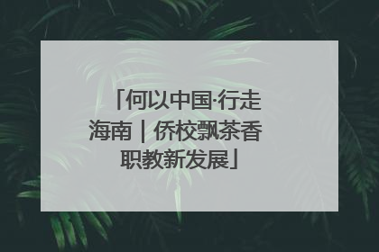 何以中国·行走海南｜侨校飘茶香 职教新发展