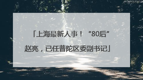 上海最新人事！“80后”赵亮，已任普陀区委副书记