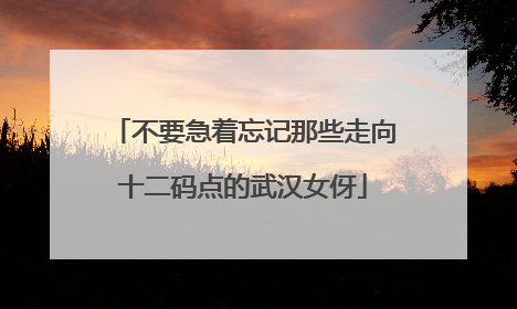 不要急着忘记那些走向十二码点的武汉女伢