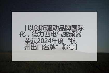 以创新驱动品牌国际化，德力西电气变频器荣获2024年度“杭州出口名牌”称号