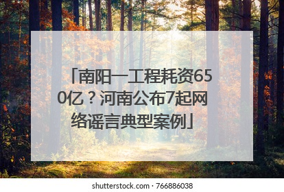南阳一工程耗资650亿？河南公布7起网络谣言典型案例
