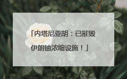 内塔尼亚胡：已摧毁伊朗铀浓缩设施！