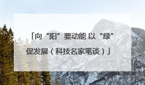 向“阳”要动能 以“绿”促发展（科技名家笔谈）