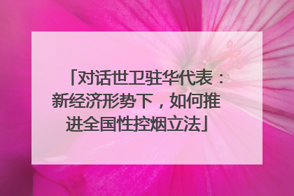 对话世卫驻华代表：新经济形势下，如何推进全国性控烟立法