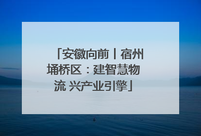 安徽向前丨宿州埇桥区：建智慧物流 兴产业引擎