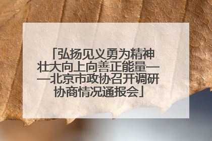 弘扬见义勇为精神 壮大向上向善正能量——北京市政协召开调研协商情况通报会