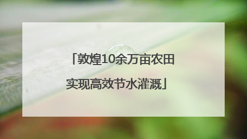 敦煌10余万亩农田实现高效节水灌溉