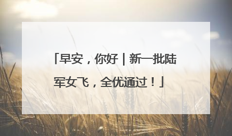早安，你好｜新一批陆军女飞，全优通过！