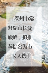 泰州市常务副市长沈峻峰，拟推荐提名为市长人选