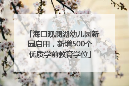 海口观澜湖幼儿园新园启用，新增500个优质学前教育学位