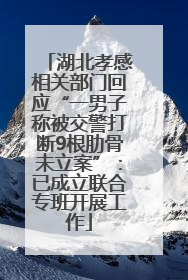 湖北孝感相关部门回应“一男子称被交警打断9根肋骨未立案”：已成立联合专班开展工作
