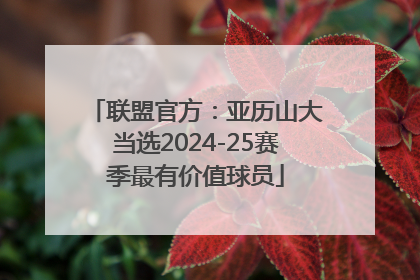 联盟官方：亚历山大当选2024-25赛季最有价值球员