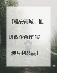 雅安雨城：推进政企合作 实现互利共赢