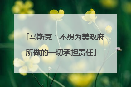 马斯克：不想为美政府所做的一切承担责任