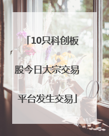 10只科创板股今日大宗交易平台发生交易